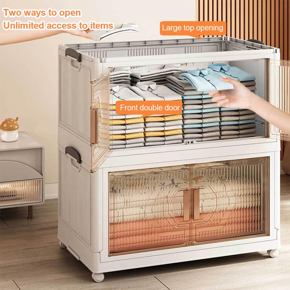 Amazon.co.jp: キャスター付きスタッキング収納ボックス、 寝室